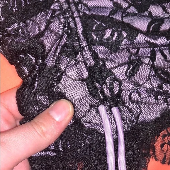 Lilac Pixie Floral Chic Fairy Ruched Lace Skirt - Picture 4 of 5